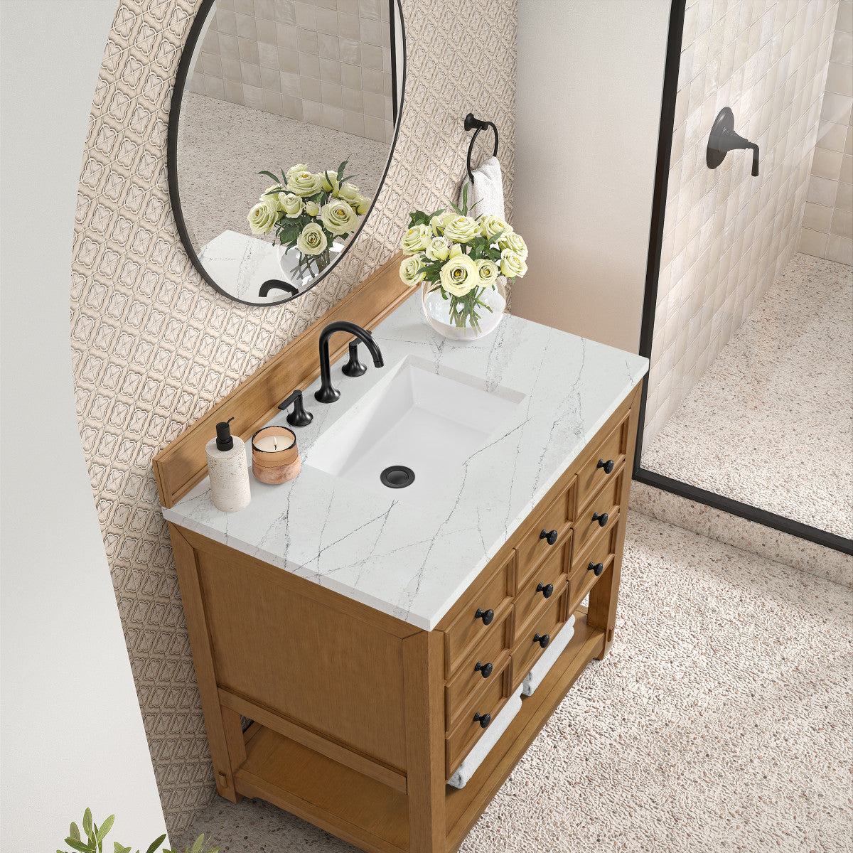 Malibu 36" Single Vanity Cabinet, Amber Birch