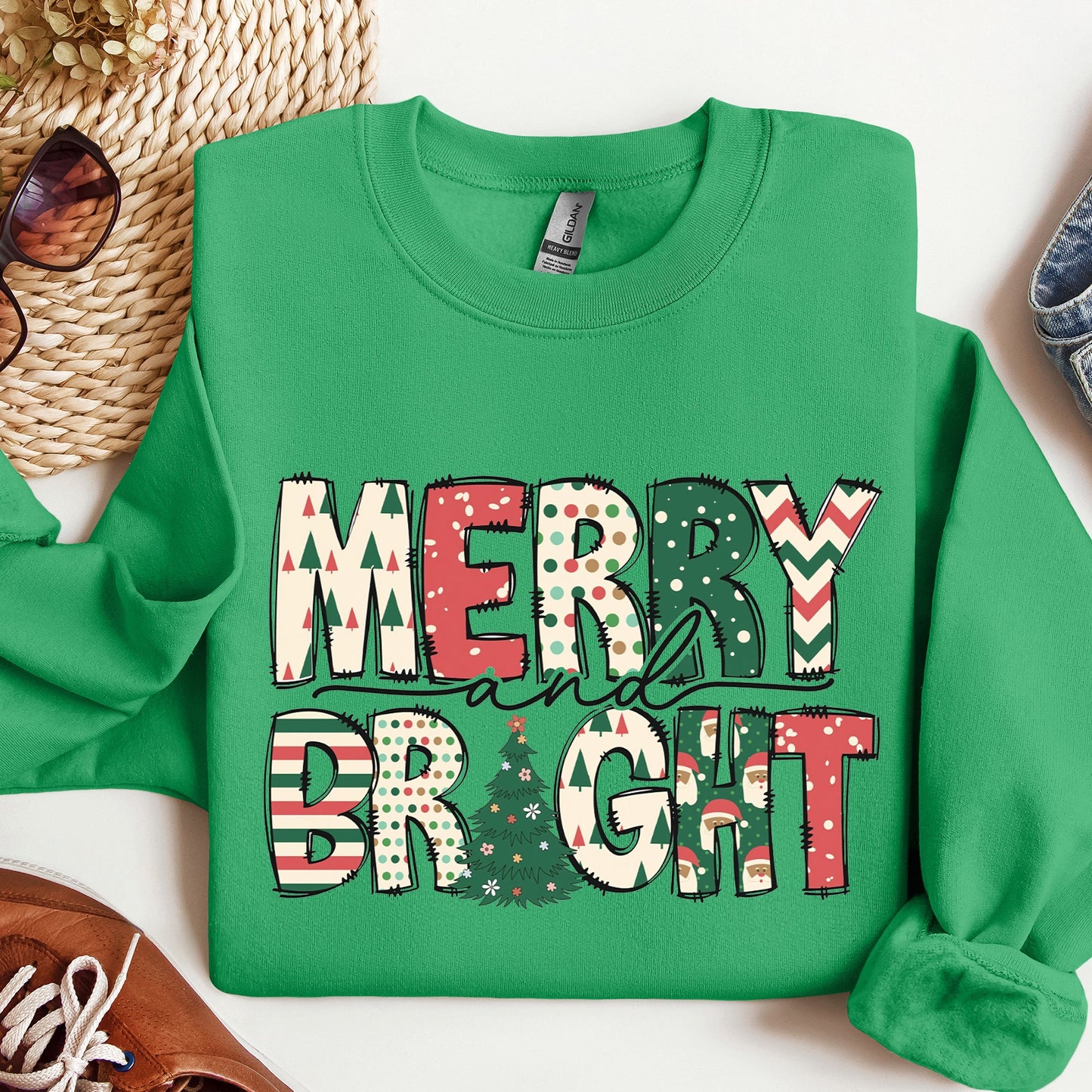 Merry And Bright, Trend, Gorgeous Christmas Sweatshirt