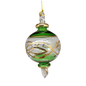 Etched Sphere Glass With Gold Accents - Green