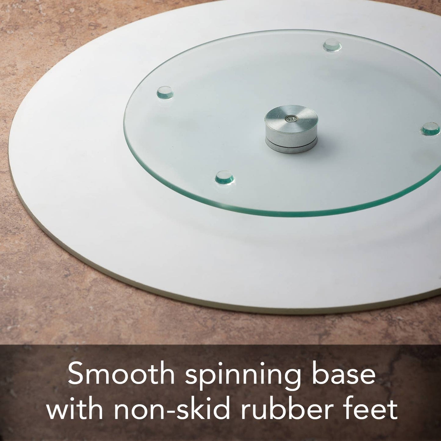 Isla Mona 4mm Tempered Glass Lazy Susan Turntable – 13” Rotating Serving Tray