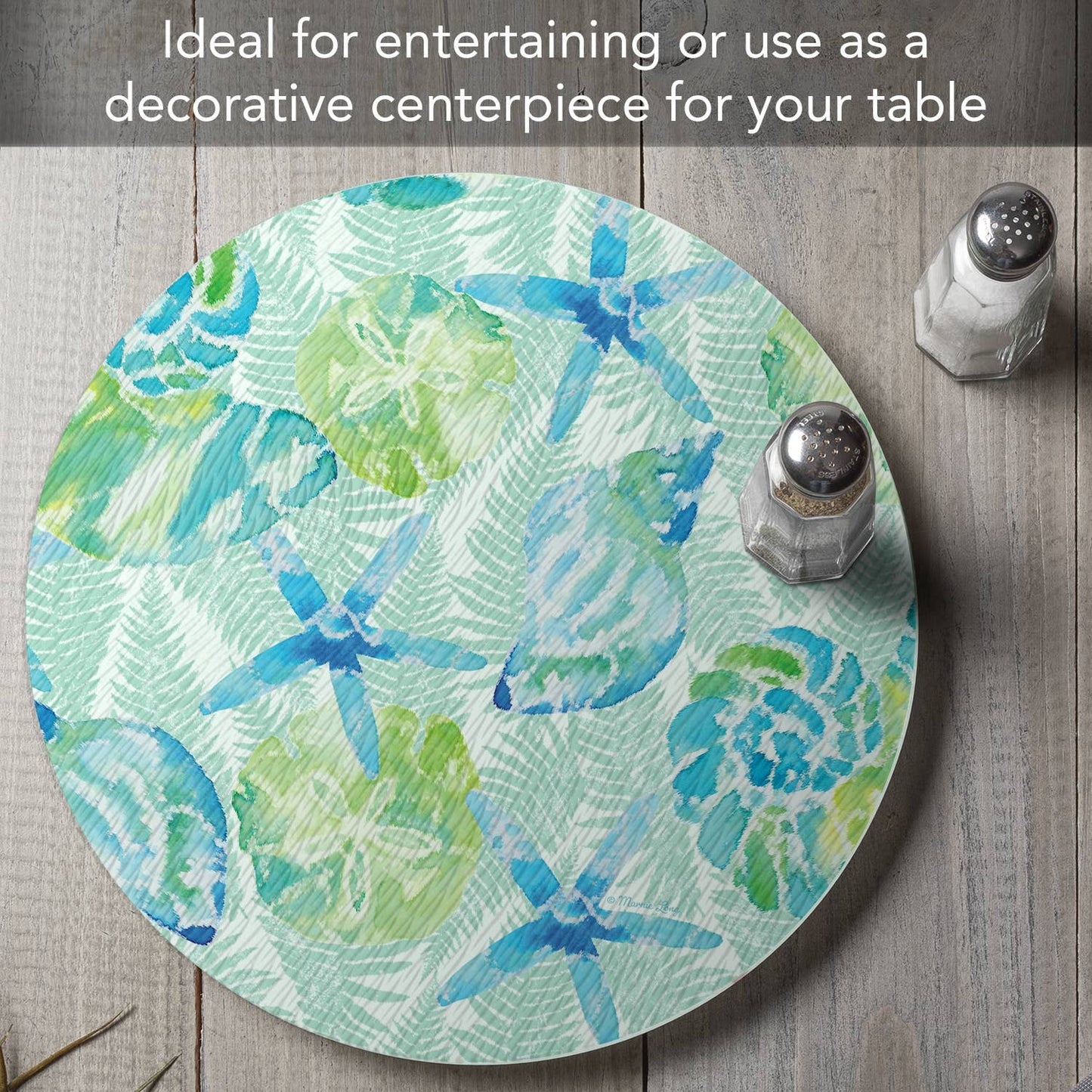 Isla Mona 4mm Tempered Glass Lazy Susan Turntable – 13” Rotating Serving Tray