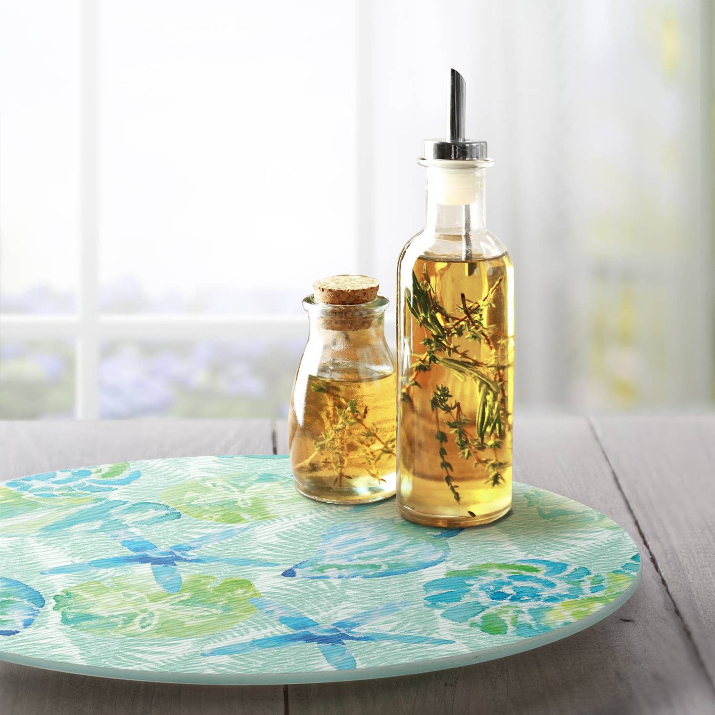 Isla Mona 4mm Tempered Glass Lazy Susan Turntable – 13” Rotating Serving Tray