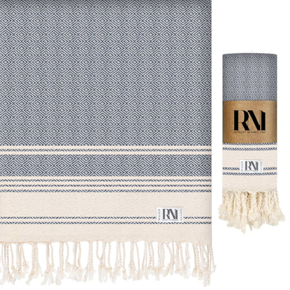 Ottoman Diamond Weave Turkish Peshtemal Beach Bath Gym Yoga Towel 36” x 71”