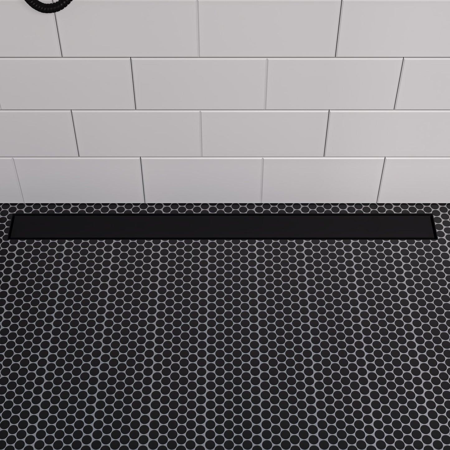 ALFI brand ABLD36B ABLD36B-BM 36" Black Matte Stainless Steel Linear Shower Drain with Solid Cover