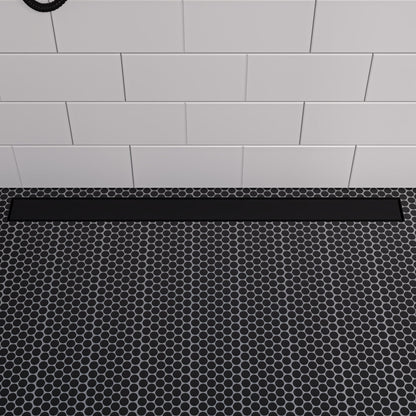 ALFI brand ABLD36B ABLD36B-BM 36" Black Matte Stainless Steel Linear Shower Drain with Solid Cover