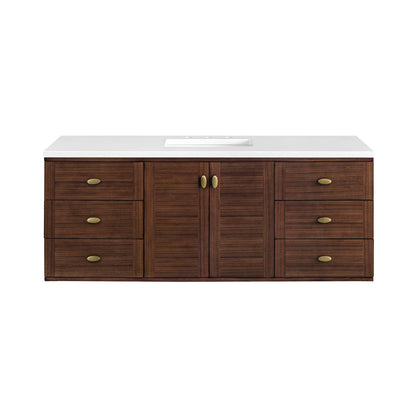 Amberly 60" Single Vanity Cabinet, Mid-Century Walnut