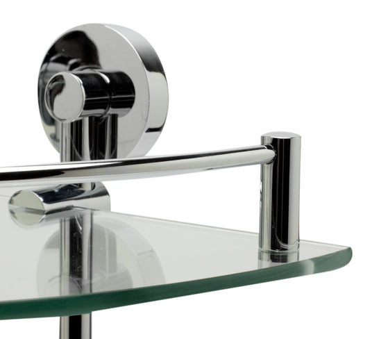 ALFI brand  AB9548 Polished Chrome Corner Mounted Double Glass Shower Shelf Bathroom Accessory