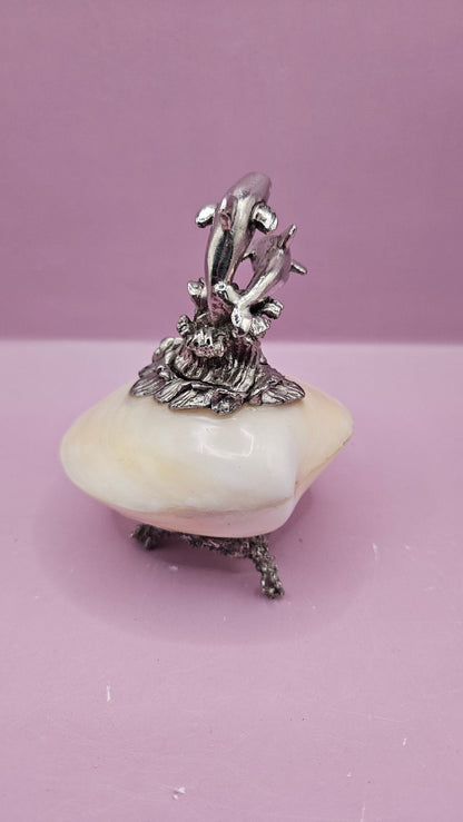 Ivory Clam with Pewter Dolphin