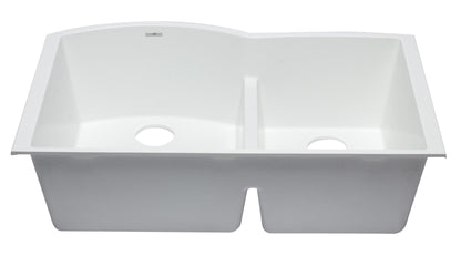 ALFI brand AB3320UM 33" Double Bowl Undermount Granite Composite Kitchen Sink