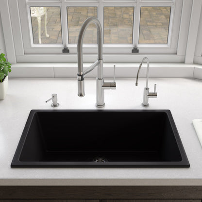 ALFI brand AB3018UD 30" x 18" Fireclay Undermount / Drop In Fireclay Kitchen Sink
