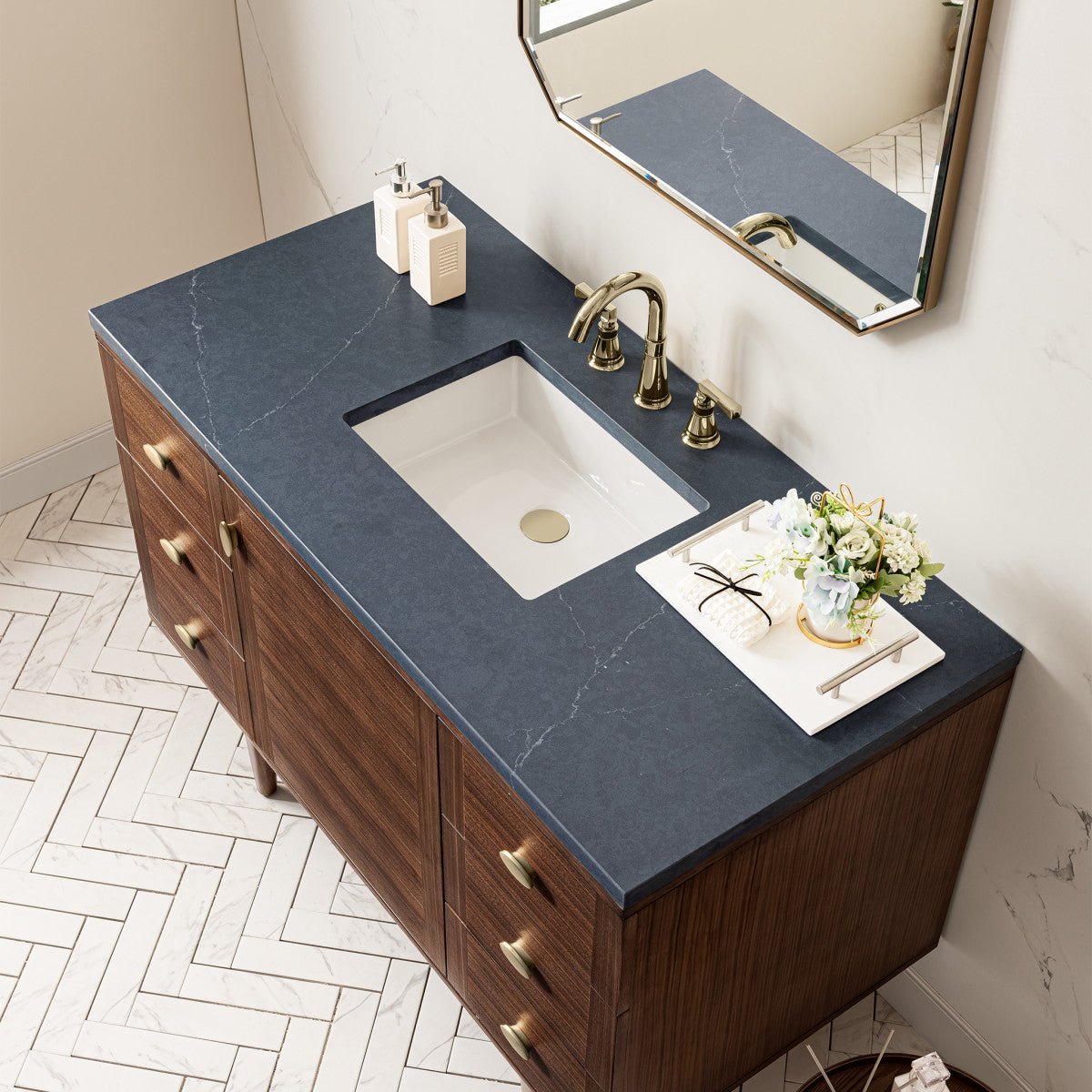 Amberly 48" Single Vanity Cabinet, Mid-Century Walnut