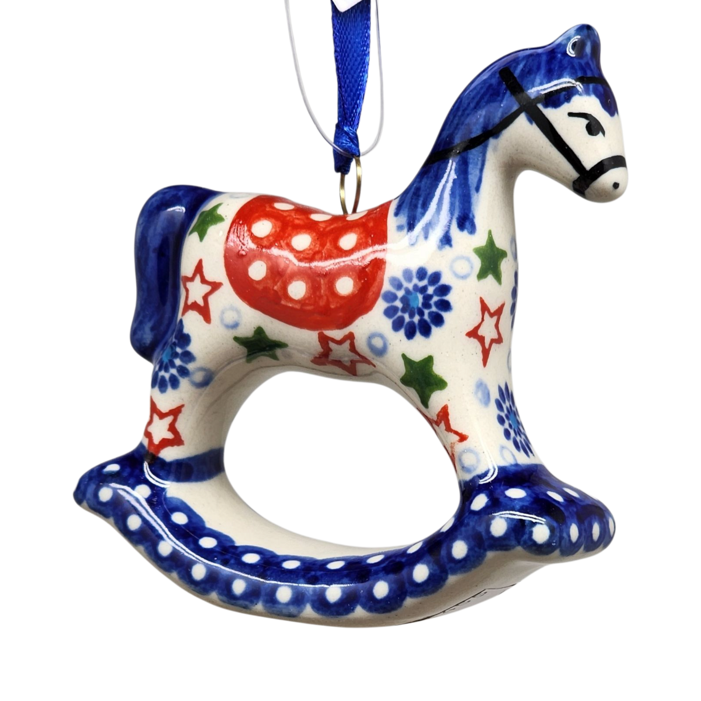 Rocking Horse Ornament - Festive Stars Pattern