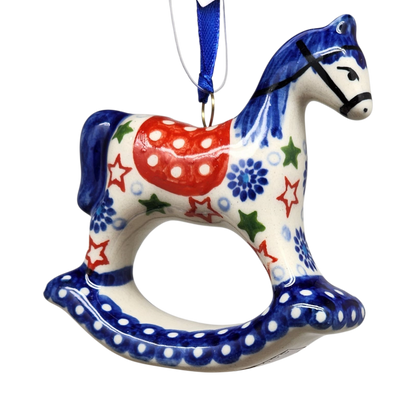 Rocking Horse Ornament - Festive Stars Pattern