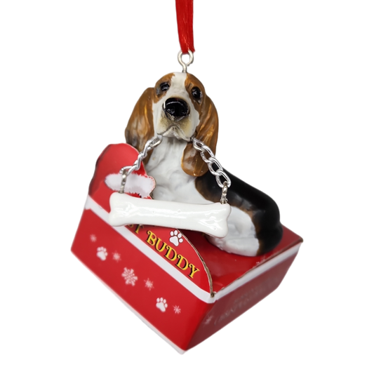 Basset Hound with Bone Ornament