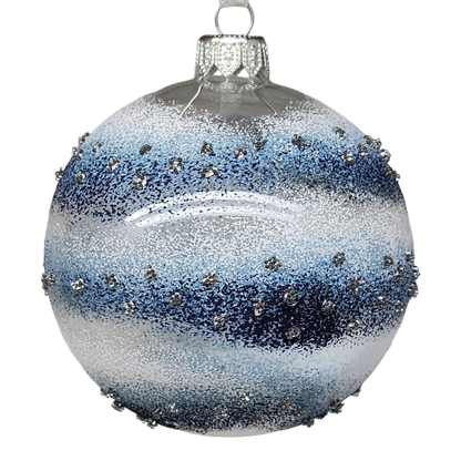 Cobalt Star Glass Ornament Set - 80mm - Blue and White