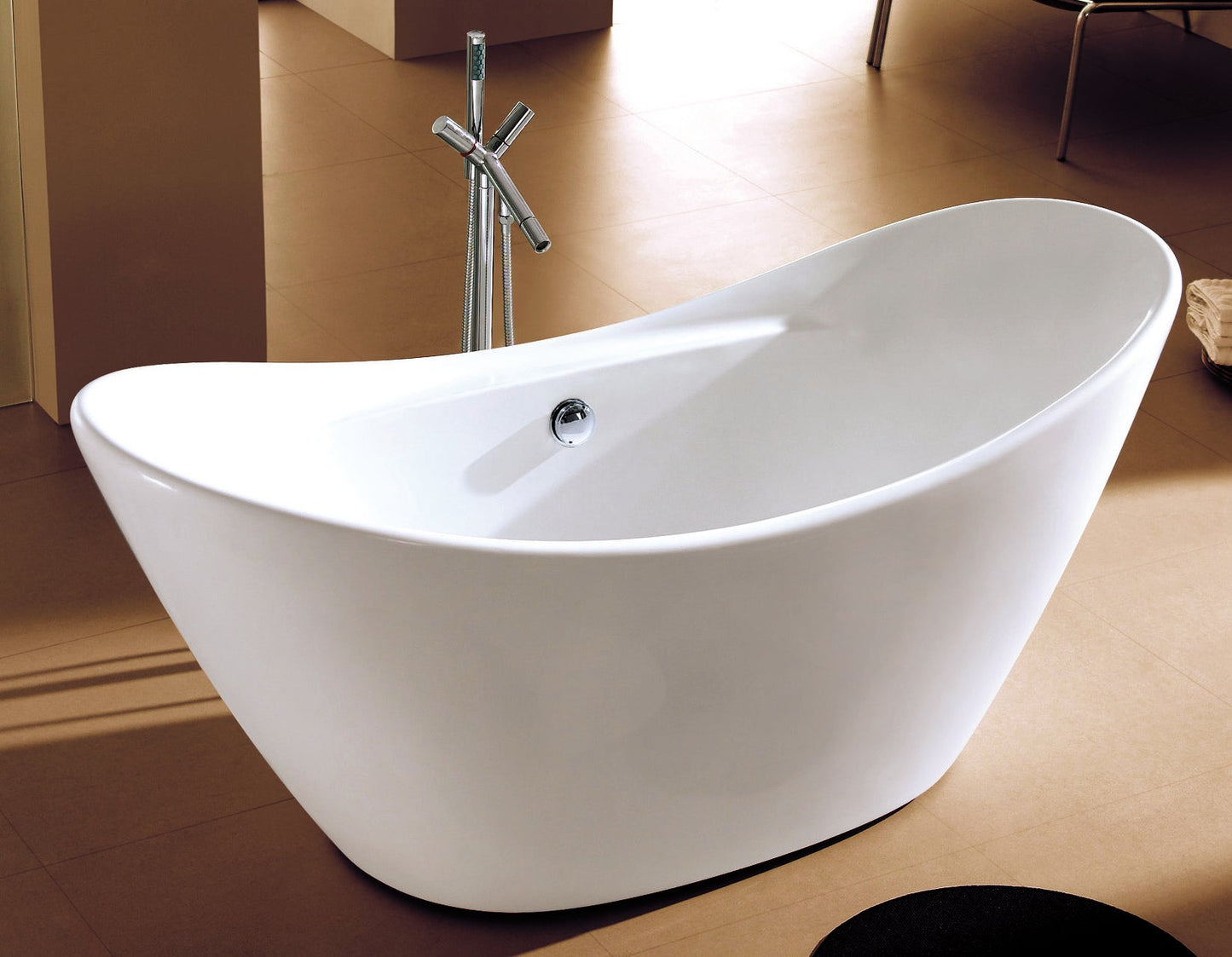 ALFI brand  AB8803 68 inch White Oval Acrylic Free Standing Soaking Bathtub