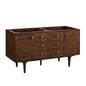 Amberly 60" Double Vanity Cabinet, Mid-Century Walnut