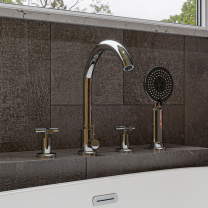 ALFI brand AB2503 Deck Mounted Tub Filler with Hand Held Showerhead