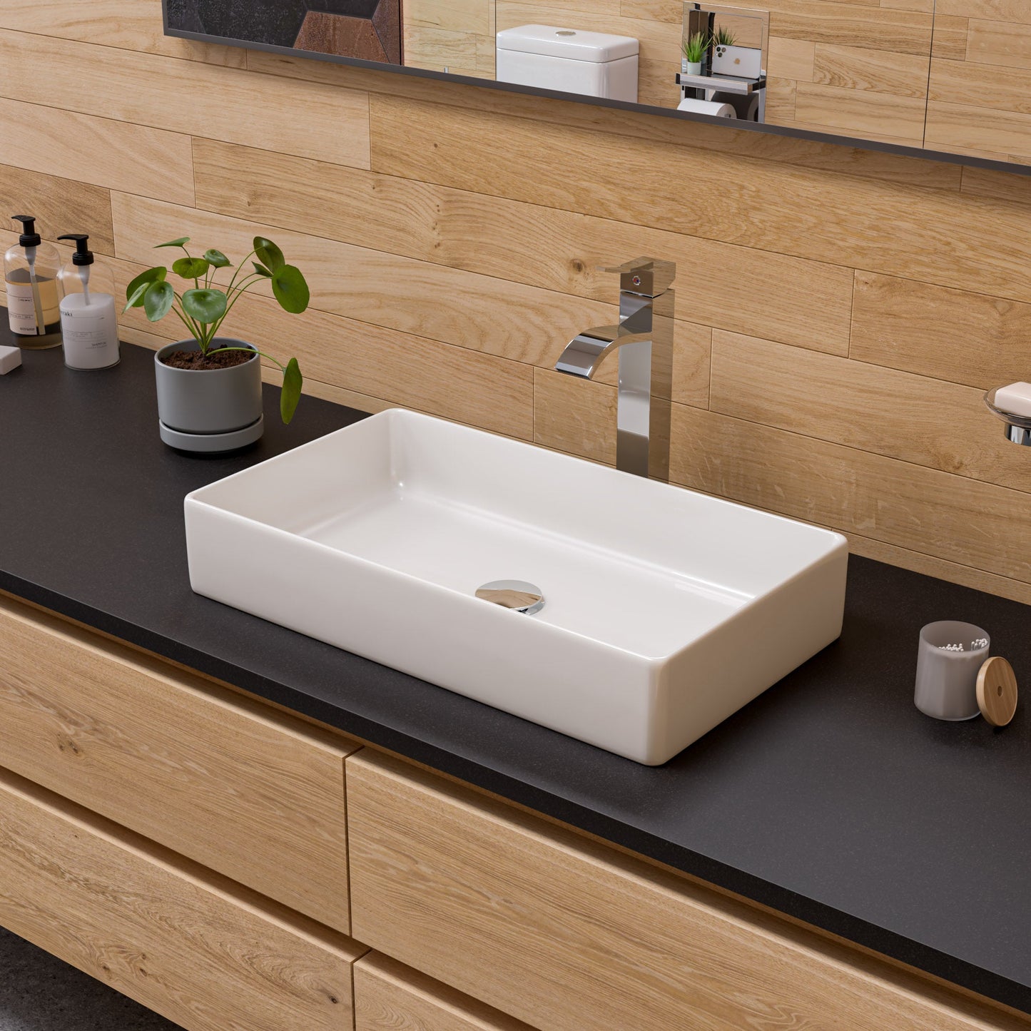 ALFI brand ABC902 24" Modern Rectangular Above Mount Ceramic Sink