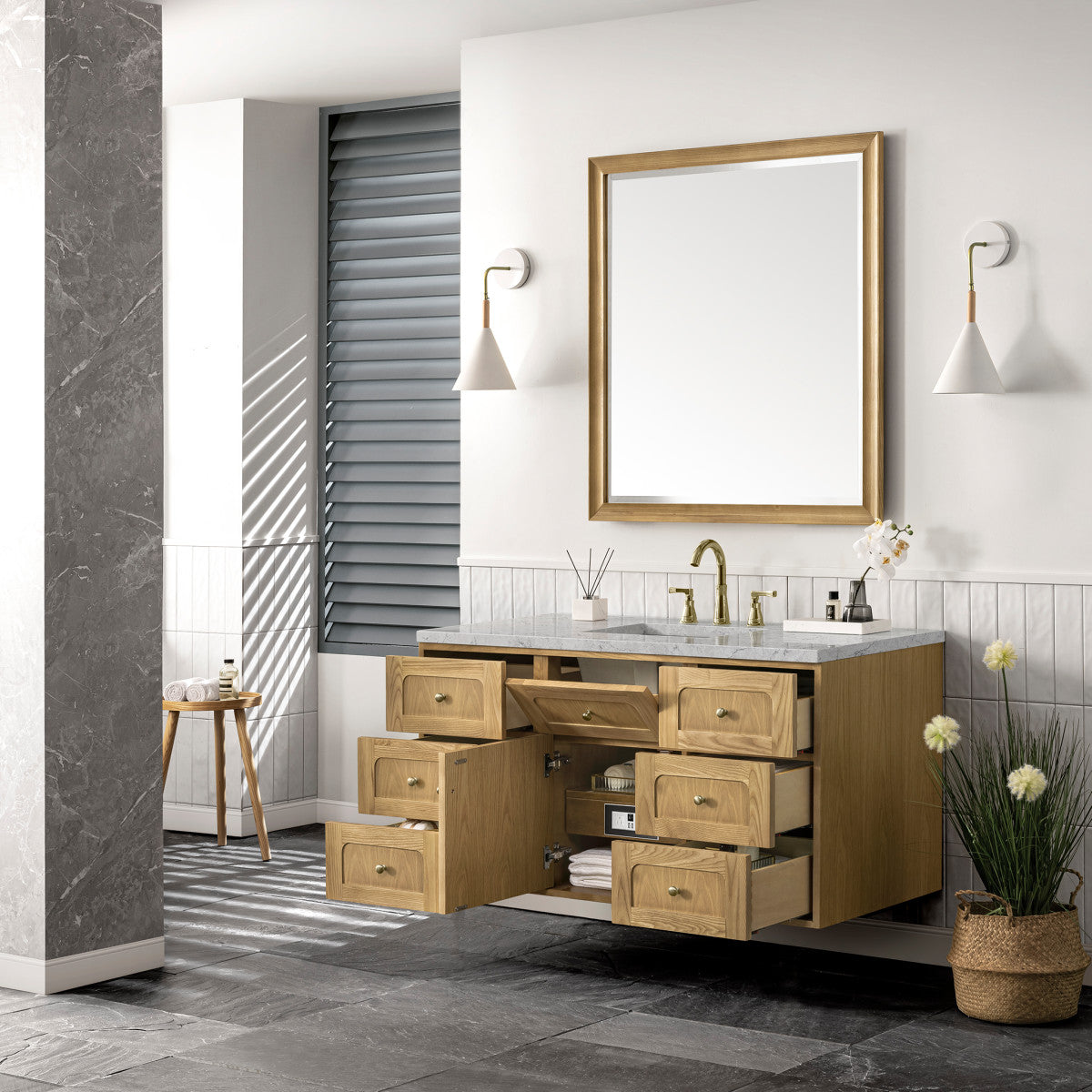 Laurent 48" Single Vanity Cabinet, Light Natural Oak