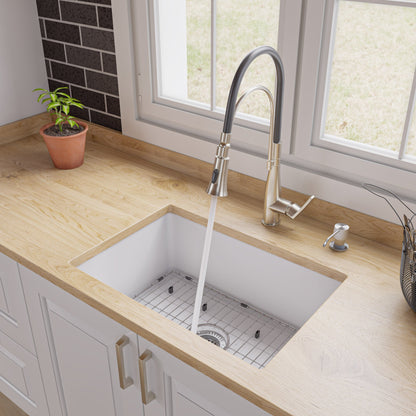 ALFI brand ABF2718UD 27" x 18" Fireclay Undermount / Drop In Firelcay Kitchen Sink