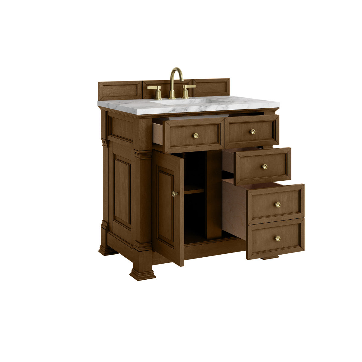 James Martin 547-V36 Brookfield 36” Single Vanity – Black Onyx / Honey Oak / Pearl Charcoal