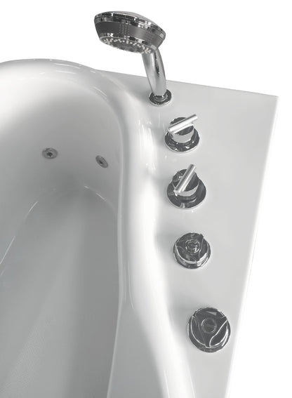 EAGO AM175-L  5" White Acrylic Whirlpool Bathtub - Drain on Right