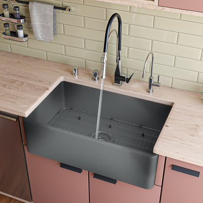 ALFI brand  ABCO3320SB Concrete Color 33 inch Reversible Single Fireclay Farmhouse Kitchen Sink
