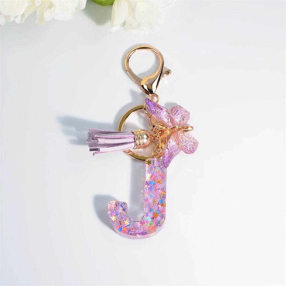 A–Z Personalized Butterfly Tassel Keychain – Custom Initial Gift for Women