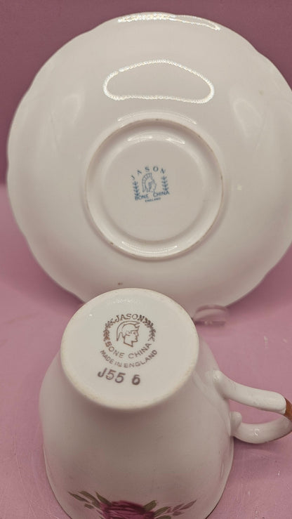 Jason Tea Cup & Saucer – Vintage Floral China with Gold Trim