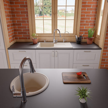 ALFI brand AB1717DI 17" Drop-In Round Granite Composite Kitchen Prep Sink