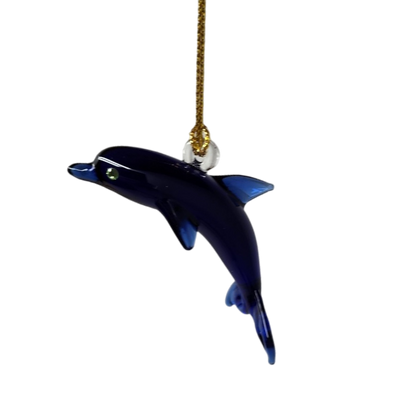 Solid Blown Glass Dolphin Ornament