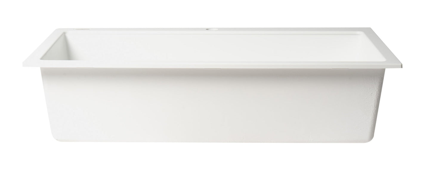 ALFI brand AB3418SBDI 33" Granite Composite Workstation Step Rim Single Bowl Drop In Sink with Accessories