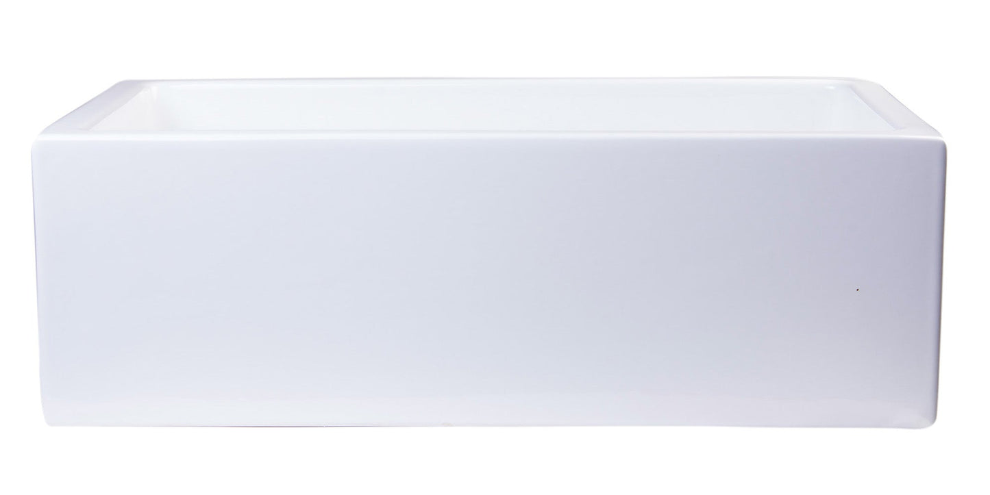 ALFI brand AB3018SB Smooth Apron Thick Wall Fireclay Single Bowl Farm Sink