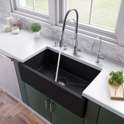 ALFI brand AB3318HS 33" x 18" Reversible Fluted / Smooth Fireclay Farm Sink