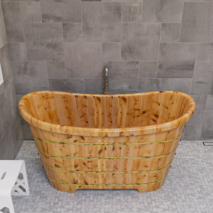 ALFI brand  AB1105 63" Free Standing Cedar Wooden Bathtub