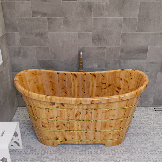 ALFI brand  AB1105 63" Free Standing Cedar Wooden Bathtub