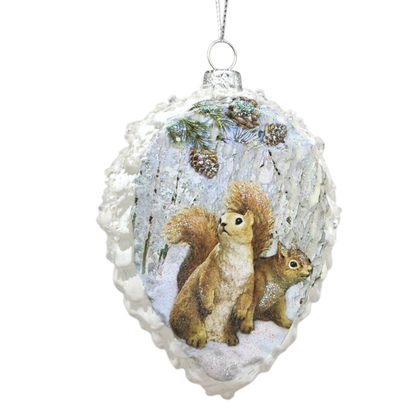 Glass Frosted Pinecone Ornament -