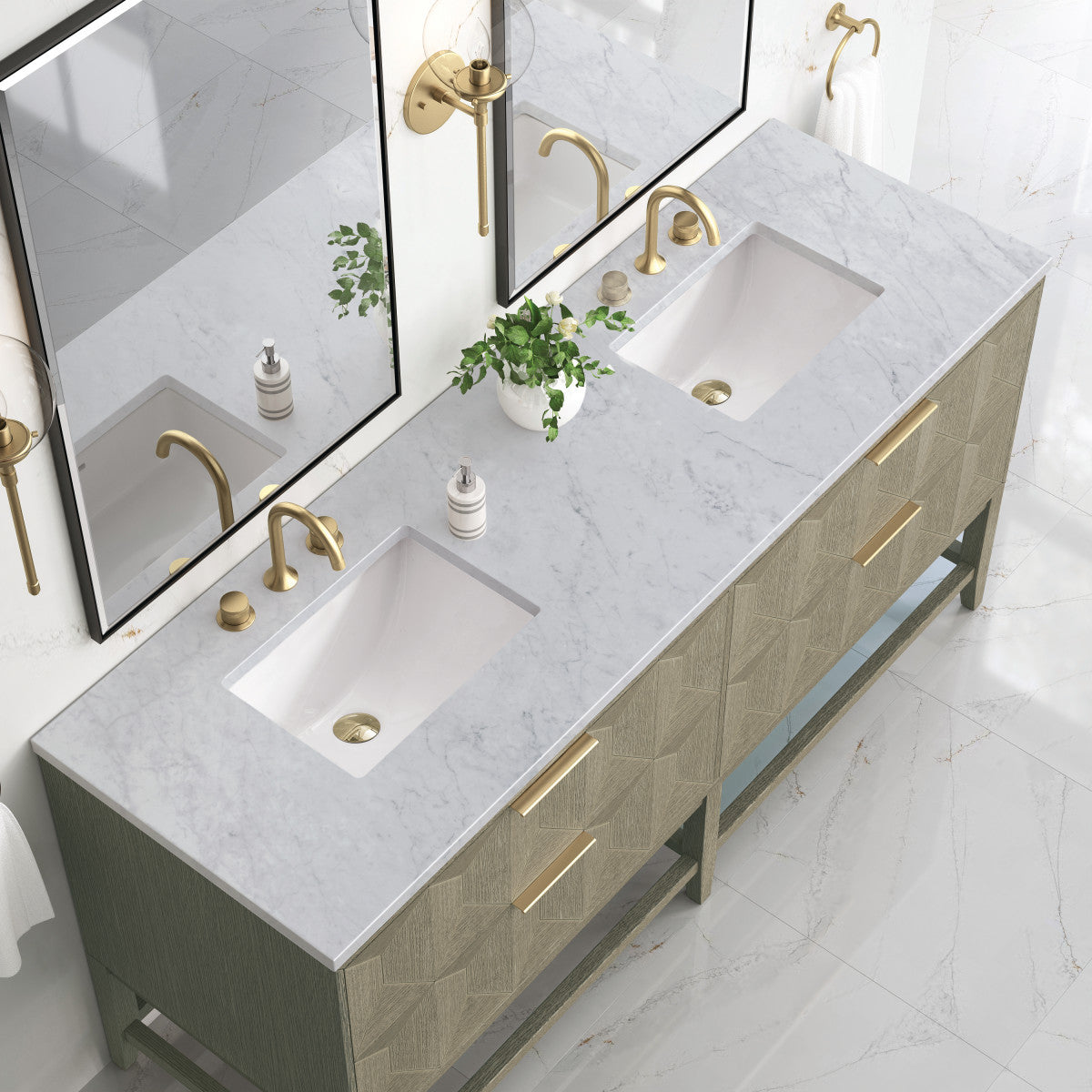 Emmeline 72" Double Vanity Cabinet, Pebble Oak