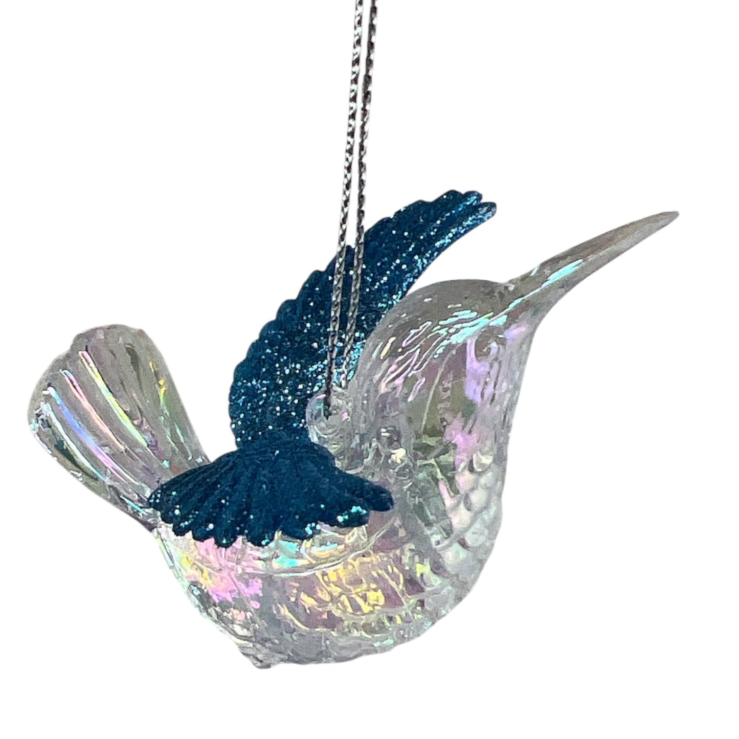 Clear / Blue Winged Humming Bird Ornament