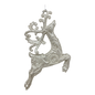 Silver Glittered Reindeer Ornament -  Leaping