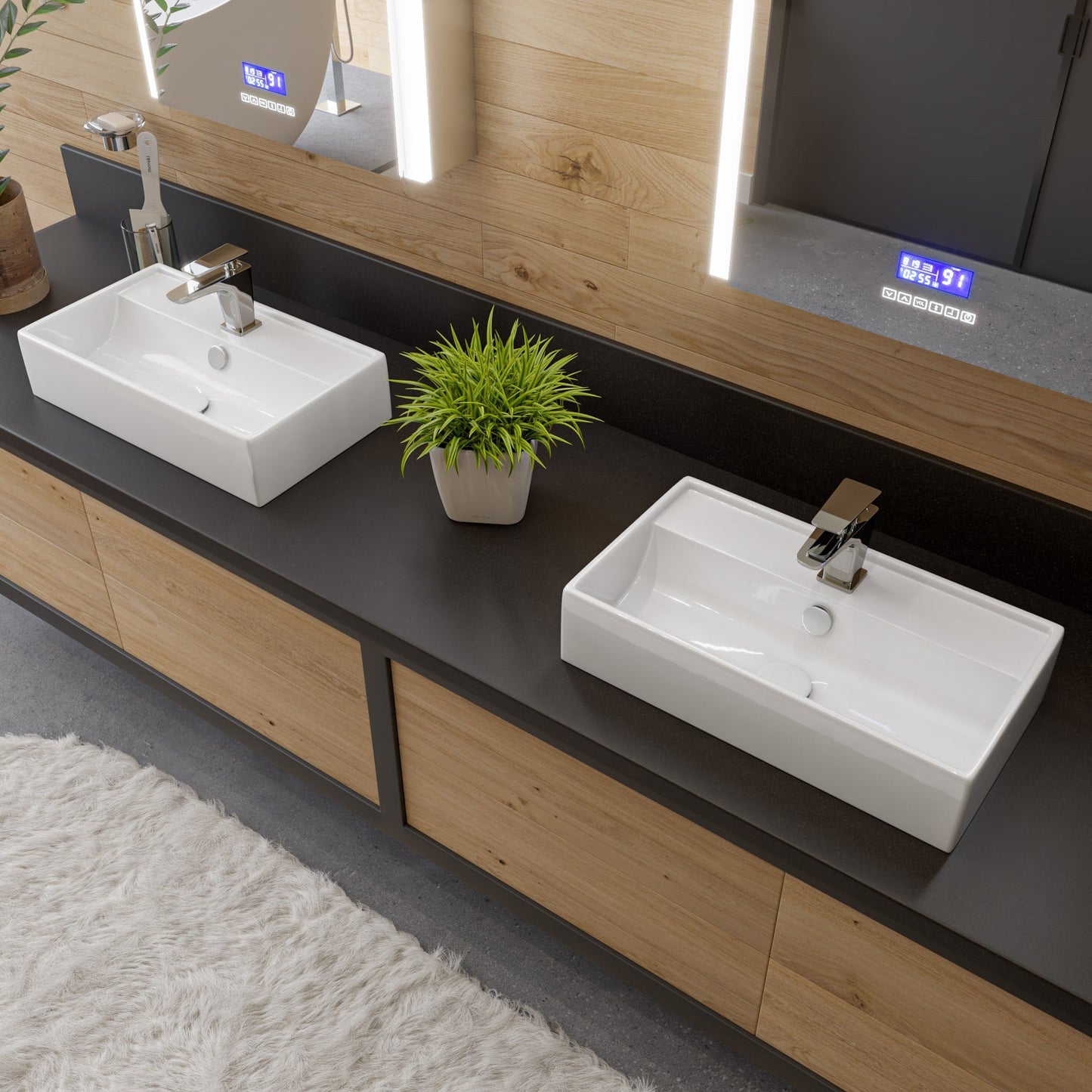ALFI brand  ABC122 White 22" Rectangular Wall Mounted Ceramic Sink with Faucet Hole