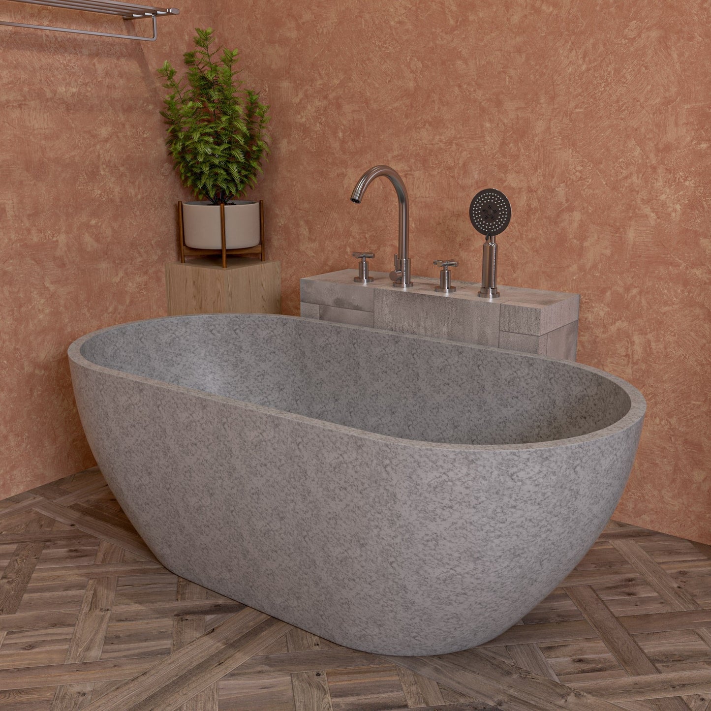 ALFI brand  ABCO59TUB 59" Solid Concrete Oval Freestanding Bathtub