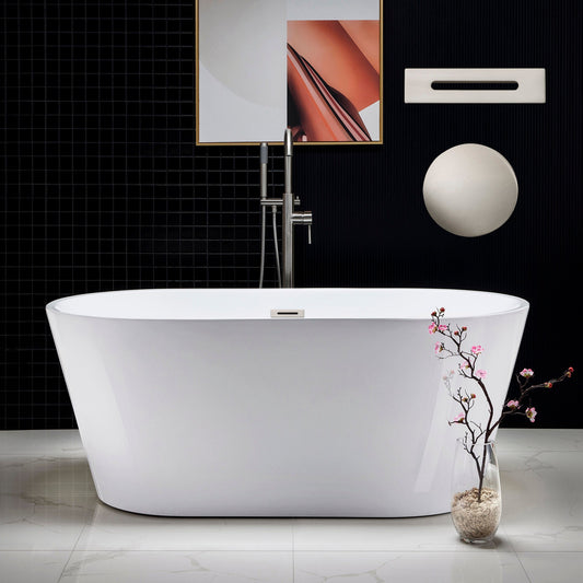 WOODBRIDGE 59" Acrylic Freestanding Bathtub Contemporary Soaking Tub