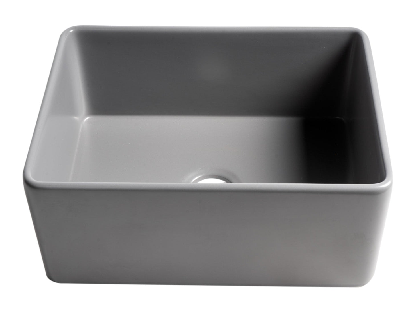 ALFI brand ABF2418 Smooth Apron 24" x 18" Single Bowl Fireclay Farm Sink