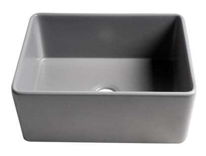 ALFI brand ABF2418 Smooth Apron 24" x 18" Single Bowl Fireclay Farm Sink