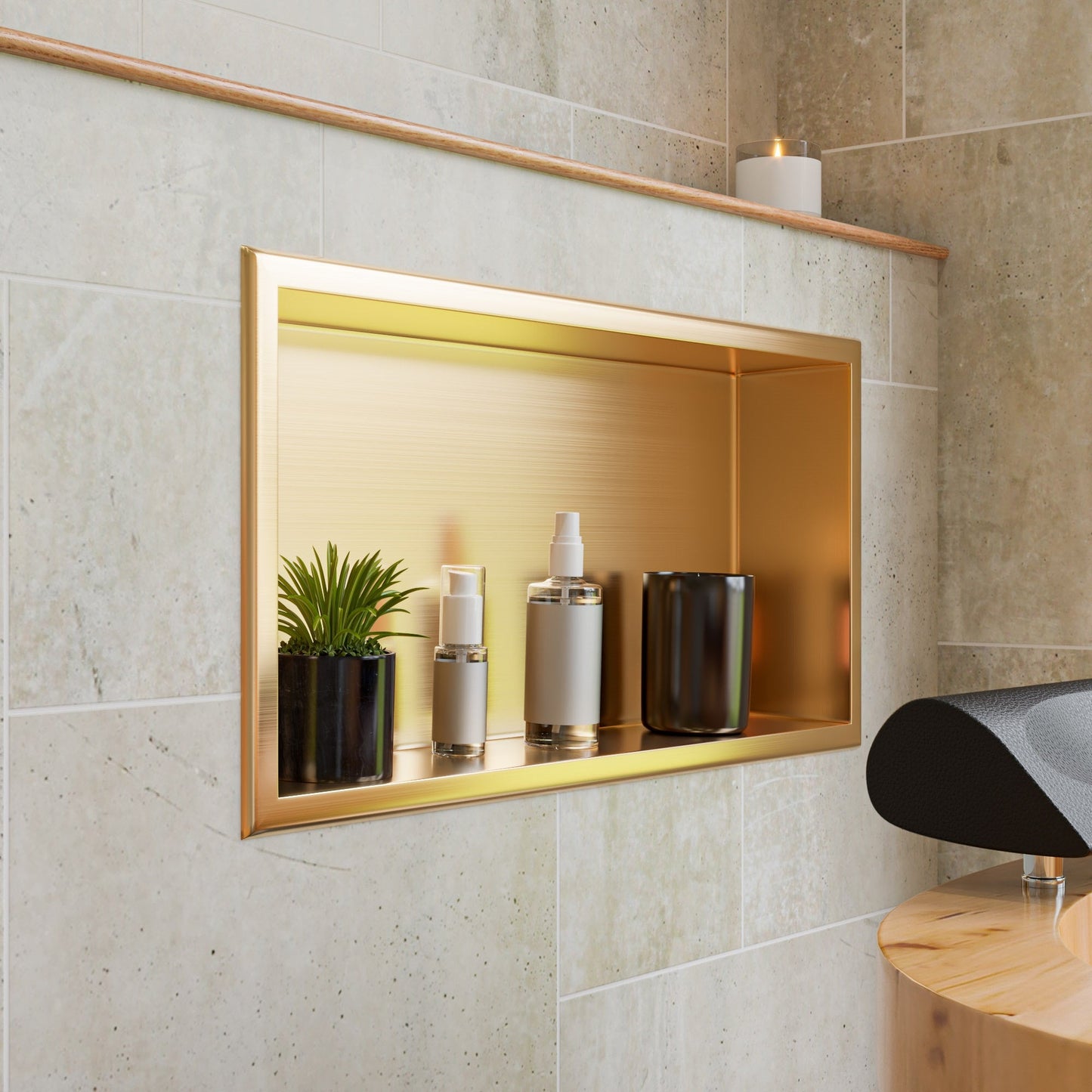 ALFI brand ABNP2412 24" x 12" Stainless Steel Horizontal Single Shelf Shower Niche