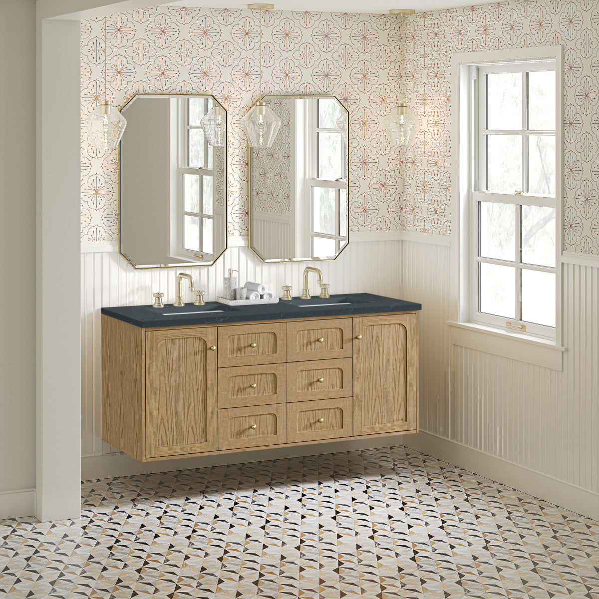 Laurent 60" Double Vanity, Light Natural Oak