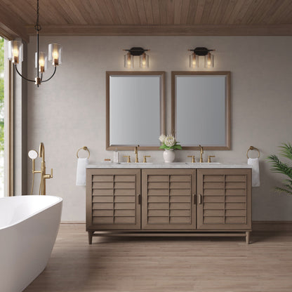 Portland 72" Double Vanity Cabinet, Whitewashed Walnut