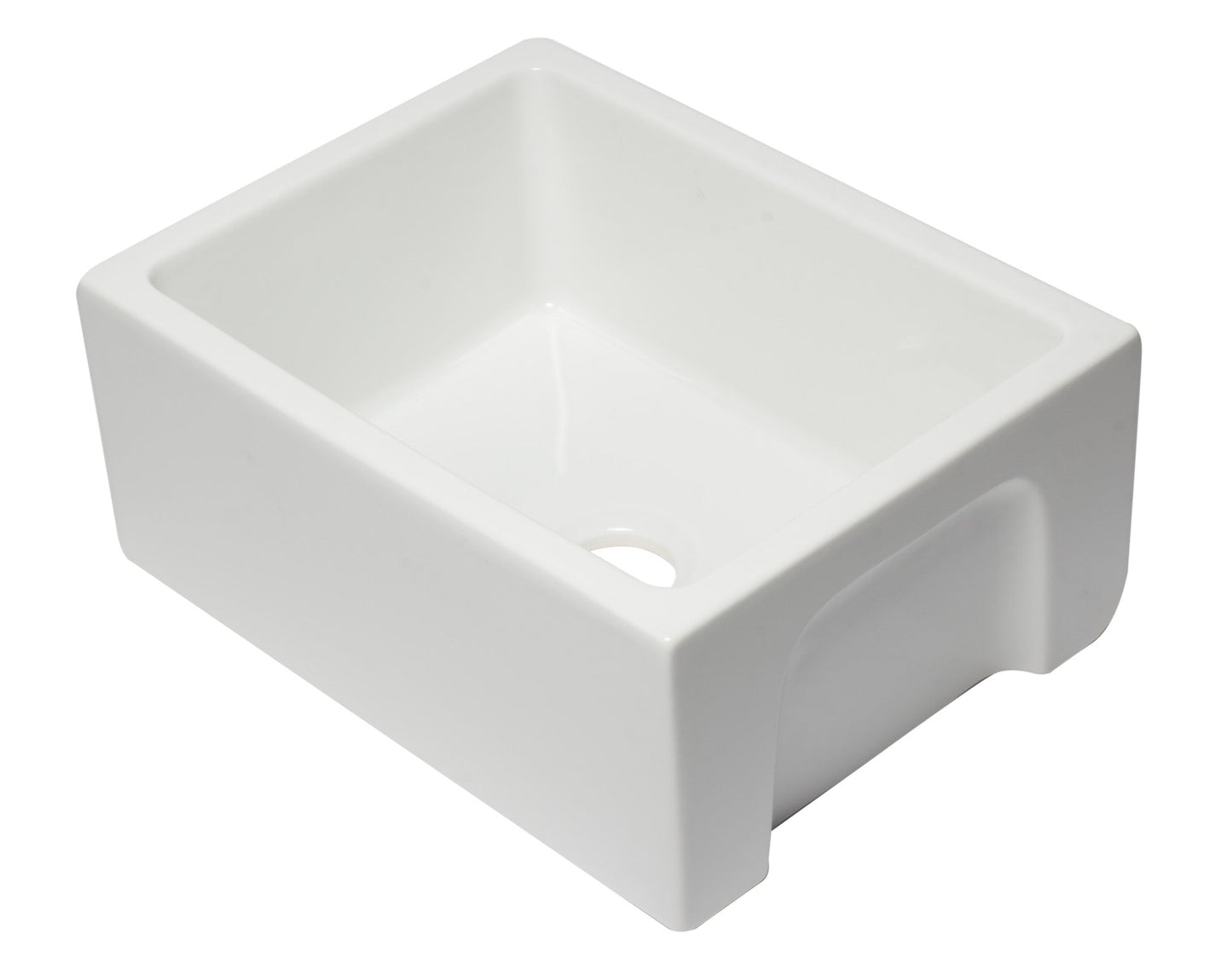 ALFI brand AB2418HS AB2418HS-B 24 inch Biscuit Reversible Smooth / Fluted Single Bowl Fireclay Farm Sink